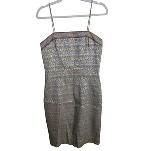 Isabel Ardee Designer Jaquard Spaghetti Strap Sheath Dress Celery Green Size 6